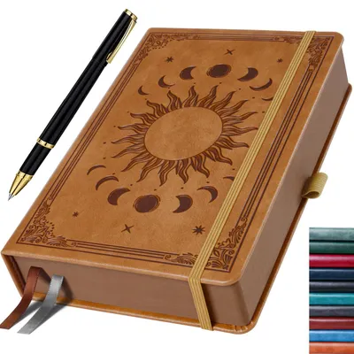 Obrázok produktu pre Zošit s linkovaním, 360 strán, obal z umelého koženého materiálu (PU), svetlohnedý, rozmer 19,6 x 25,4 cm