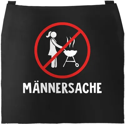 Produktbild von Grill-Schürze für Männer mit Spruch Männersache Warnhinweis Frauen verboten Baumwoll-Schürze Küchenschürze Moonworks® schwarz unisize
