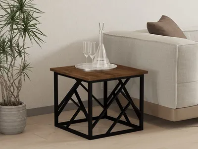 Produktbild von Skye Decor, Woda - Walnut, Black, Couchtisch, Nussbaum, 100 % MELAMINBESCHICHTETE SPANPLATTEN, 53,5 x 53,5 x 41,8 cm
