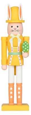 Produktbild von Osterhasen-Nussknacker-Figur, 30 cm, aus Holz, Hasen-Nussknacker-Dekoration für Frühlingsdeko, Tisch- und Regaldekoration