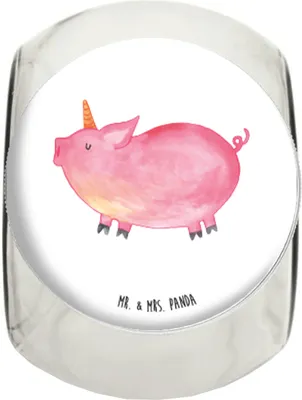 Produktbild von Mr. & Mrs. Panda Kaffeedose Einhorn Schwein L 870ml - Weiß - Geschenk, Einhörner, Bonboniere, Unicorn, Teedose, Party, Glasdose, Spruch, Bonbonglas, Vorratsbehälter