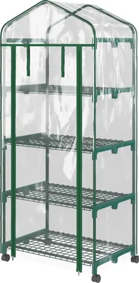 Obrázok produktu pre Fóliový skleník, skleník, mini skleník, rastlinný domček, predpestovná skleník, 4 police, 69 x 50 x 165 cm, zelená farba,