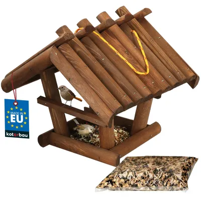 Vogelhaus aus Holz, hängend, 27x28x26 cm, braun, wetterfest