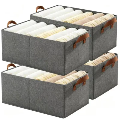 Zdjęcie produktu dla Organizery do szafy, 4 sztuki, składane pojemniki materiałowe, wymiary: 39 x 29 x 20 cm