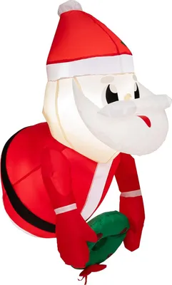 Produktbild von KOMFOTTEU aufblasbarer Weihnachtsmann fensterdekoration, 100 cm Weihnachtsdeko außen mit 2 LEDs & 3 Saugnäpfe, Halloween deko Outdoor aufblasbar für Hof, Garten