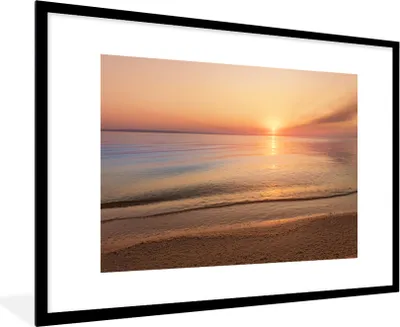 Produktbild von MuchoWow® MuchoWow® Gerahmtes Poster Strand - Meer - Rosa - Sonnenuntergang 90x60 cm - Poster mit zchwarzem Bilderrahmen - Wanddekoration - Fotos