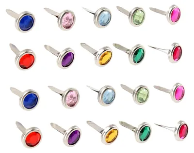 Produktbild von 100 Stück Runde Brads aus Metall - Mini-Brads für Scrapbooking und Bastelarbeiten