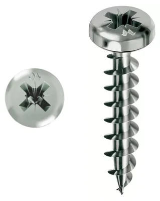 Obrázek produktu pro Šroub MUSTAD Panelvit Chromiting – válcová hlava – PZ2 – celozávitový – Ø5x30 mm – balení po 500 ks – PVACZC500300C8C