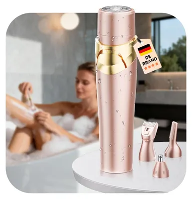 Obrázek produktu pro Holení a úprava intimních partií 4 v 1, pro ženy, bez podráždění, bezbolestné odstraňování chloupků, zastřihávač bikin, dámský, vodotěsný (IPX7), růžová barva