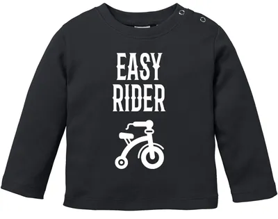 Productafbeelding van Baby shirt met lange mouwen, model "Easy Rider", voor jongens, merk Moonworks®, kleur zwart, maat 80/86 (10-15 maanden)