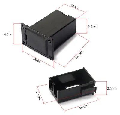 Obrázek produktu pro pouzdro na 9V baterie s přihrádkou pro akustickou kytaru, baskytaru, snímač, černé