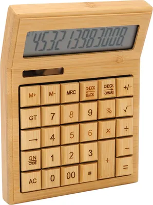 Obrázok produktu pre Bambusová kalkulačka Solárne napájaná batériou Ekologická funkčná kalkulačka s 12-bitovým digitálnym LCD displejom pre školy