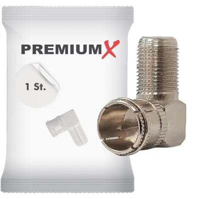 Produktbild von PremiumX F-Stecker F-Quickstecker SAT Schnell F-Kupplung 90°Winkel Verbinder