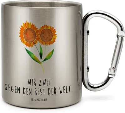 Produktbild von Mr. & Mrs. Panda Teetasse Blume Sonnenblume - Transparent - Geschenk, Lieblingsmensch, Trinkbecher Edelstahl, Sonnenblumen, Garten, Thermobecher, Freundschaft, Vertrauen