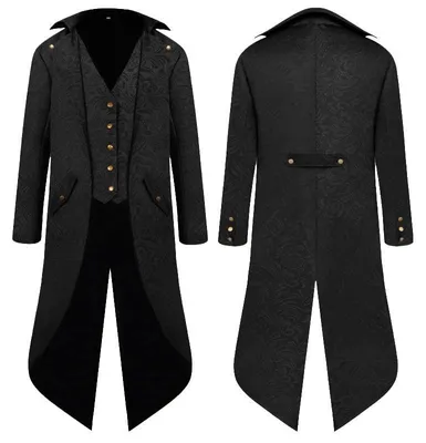 Produktbild von Steampunk-Jacke für Herren – Mittelalterliche Kleidung – Schwarz – Größe 3XL