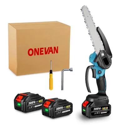 Produktbild von Akku-Kettensäge 1000W 8 Zoll Mini Kettensäge mit 2x Akku Handkettensäge Haushalt Einhändig Kindersicherung