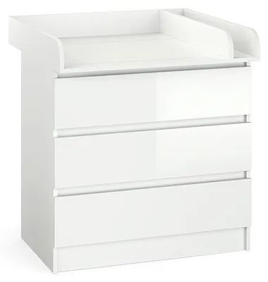 Produktbild von Wickelkommode Vicco Emma Weiß/Weiß Hochglanz 80 x 87 cm mit 3 Schubladen, Model 51740
