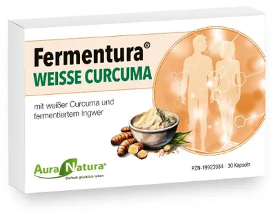 Produktbild von Fermentura® Weisse Curcuma – Ingwer & Curcuma Extrakt mit Turmacin® – Mit Zink & Biotin – kurkuma kapseln – 30 Kapseln, Vegan