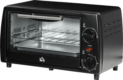 Obrázek produktu pro Mini Trouba 10 Litrů 750 W Malá Elektrická Trouba S Teplotou Až 230 Časovač 60 Minut Plech Na Pečení A Rošt 36,5 X 26 X 22 Cm Černá