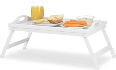 Produktbild von Klappbarer Bambus-Frühstückstisch weiß 22x61x30cm