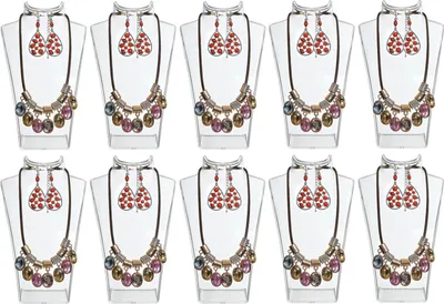 Image de lot de 10 - Buste présentoir à bijoux, support pour colliers, présentoir à bijoux en plastique, support pour boucles d'oreilles, support pour bijoux, support pour chaînes pour bijouteries - magasins, présentoirs d'exposition - transparent