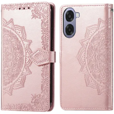 Imagen del producto de Funda libro Mandala para Oppo A6x (4G/5G) - Oro rosa