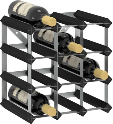 Immagine prodotto di Portabottiglie per 12 bottiglie in legno di pino massiccio nero