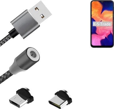 Produktbild von K-S-Trade Hochwertiges Magnet-Lade-kabel Sync-Kabel Daten-Kabel für Samsung Galaxy A10 mit USB-Typ-C-Anschluss und Micro-USB-Anschluss 2A bis zu