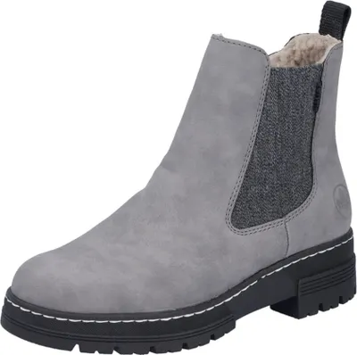 A single gray Chelsea boot is shown against a white background.