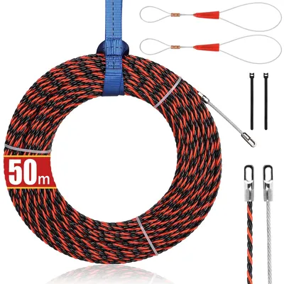 Produktbild von Solidchoice – 50-Meter-Kabelziehvorrichtung mit 2 Führungsspitzen und Befestigungsbändern