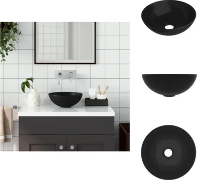 Imagen del producto de vidaXL: Lavabo de cerámica,  mate, redondo - Lavabo para baño