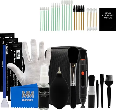 Produktbild von MMOBIEL Sensorreinigung Set - 57 teilig - Objektiv reinigen, Kamera reinigen, Sensor reinigen - Professionelles DSLR-Kamera-Reinigungsset mit APS-C Reinigungstupfern - Kamera Objektiv Reiniger