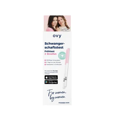 Produktbild von Ovy® Schwangerschaft Frühtest | HCG Test 2 Streifen | Schwangerschaftstest mit 99,9% Genauigkeit bereits 5 Tage vor der Periode