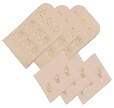 3 Paar BH-Verschluss 40 mm 3 Reihen zum annähen Dessous BH Zubehör Sparpaket Farbwahl beige