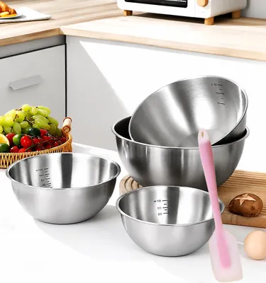Produktbild von Elzusha – Set aus 4 Edelstahl-Rührschüsseln mit Messbecher