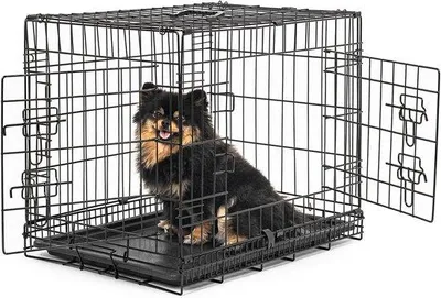 Obrázek produktu pro Klec pro psy – přepravní box pro zvířata – bezpečná přeprava – skládací design – 61 x 44 x 51 cm – černá barva