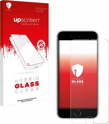 A product package for a screen protector is shown next to a smartphone with the screen protector applied.