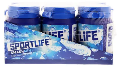 Obrázok produktu pre Žuvačka Sportlife Smashmint 6 x 57 g - bez cukru, s príchuťou čerstvej mäty