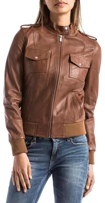 Produktbild von Blaue Wellford Belaya Damen Lederjacke braun L
