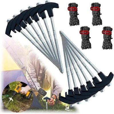 Image de Piquets de tente robustes pour sols durs, lot de 12, camping, jardin, pêche