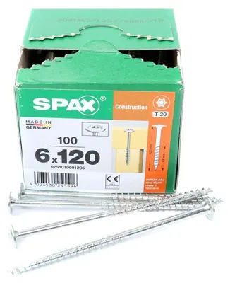 Immagine prodotto di SPAX® 0251010601205 SPAX® Holzbauschrauben T30 Tellerkopf WIROX 0251010601205 6 mm x 120 mm, 100 St.