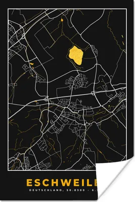 Produktbild von MuchoWow® Poster Gold - Deutschland - Karte - Eschweiler 120x180 cm - Kunstposter