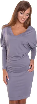 Produktbild von Damen Kleid Mini-Kleid mit Fledermaus Ärmel; Grau S/M 36/38