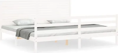 Produktbild von vidaXL Massivholzbett mit Kopfteil Weiß