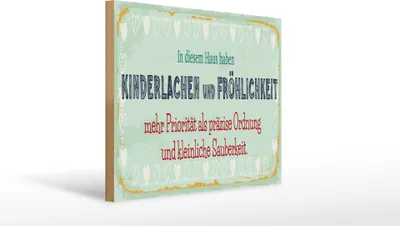 Produktbild von Holzschild Kinderlachen und Fröhlichkeit, 40x30 cm, Holzschilder Spruch Glück Weisheit
