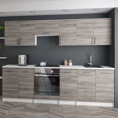 Produktbild von KÜCHE KÜCHENZEILE KÜCHENBLOCK MODERN 240 CM Einbauküche dunkel Sonoma