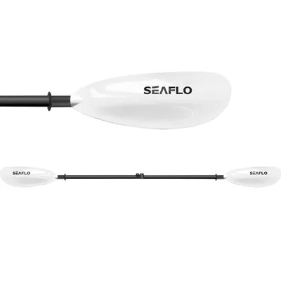 Produktbild von Seaflo Doppelpaddel aus Carbon, sehr leicht, 220-230cm verstellbar, Kajakpaddel, Kanupaddel, SUP Paddel, Kanu, Boot, Ruder, schwarz-weiß