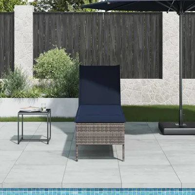 Produktbild von Möbel Sonnenliege mit Auflage Grau 55x200x44 cm Poly Rattan - Gartenliegen CC4178