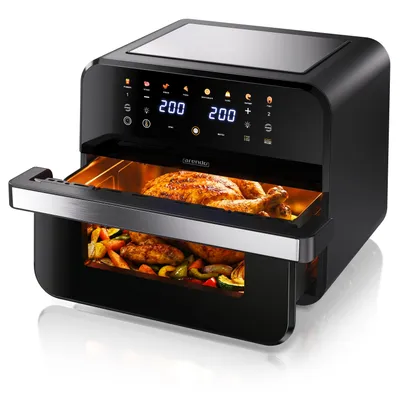 Produktbild von Arendo Heißluftfritteuse Doppelkammer XXL , Airfryer mit 2 Kammern, 12L, Dual Zone, 2600 W, mit Zubehör, Umluft Backofen, 80-200°C, fettarmes gesundes Kochen