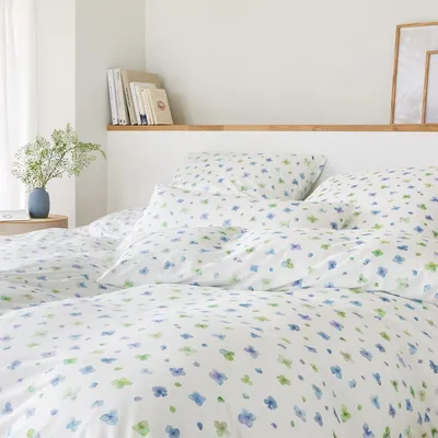 Produktbild von elegante Bettwäsche-Garnitur Mako-Jersey Petals Farbe Azurblau Größe 135x200+80x80